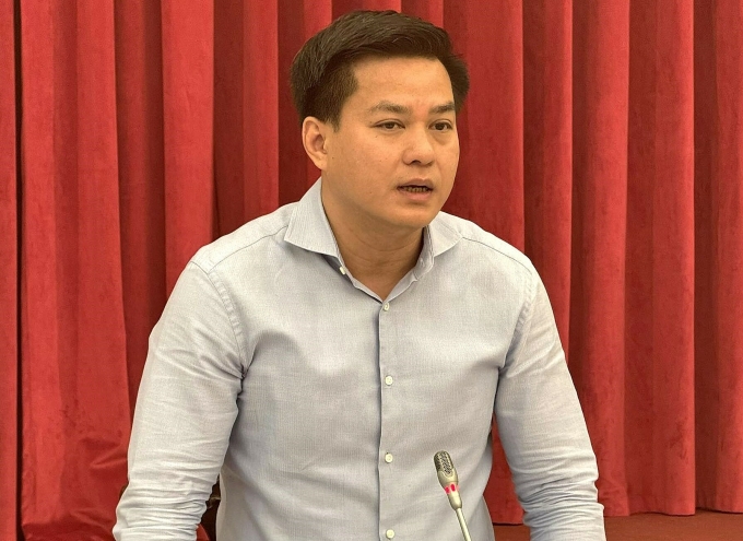 Ông Hoàng Hải, Cục trưởng Cục Quản lý nhà và thị trường bất động sản phát biểu tại họp báo thị trường quý I. Ảnh: Ngọc Diễm